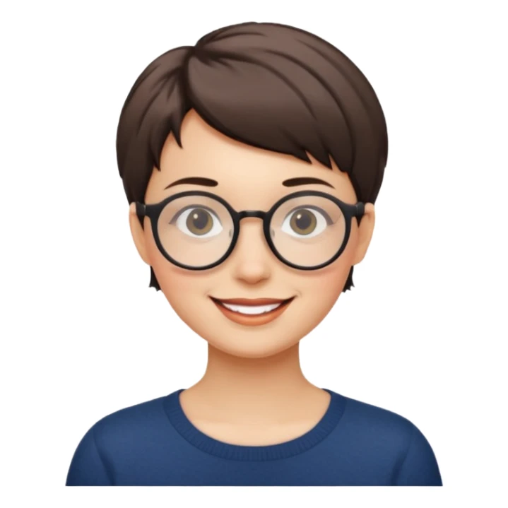 female short hair and round glasses sticker