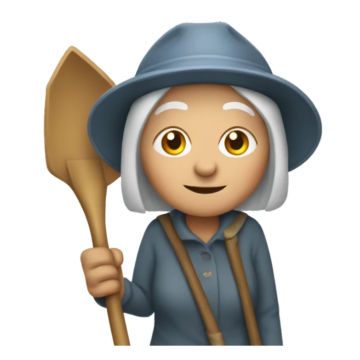 an old woman with a shovel  sticker