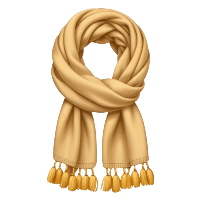 Realistic golden beige winter scarf isolated. sticker