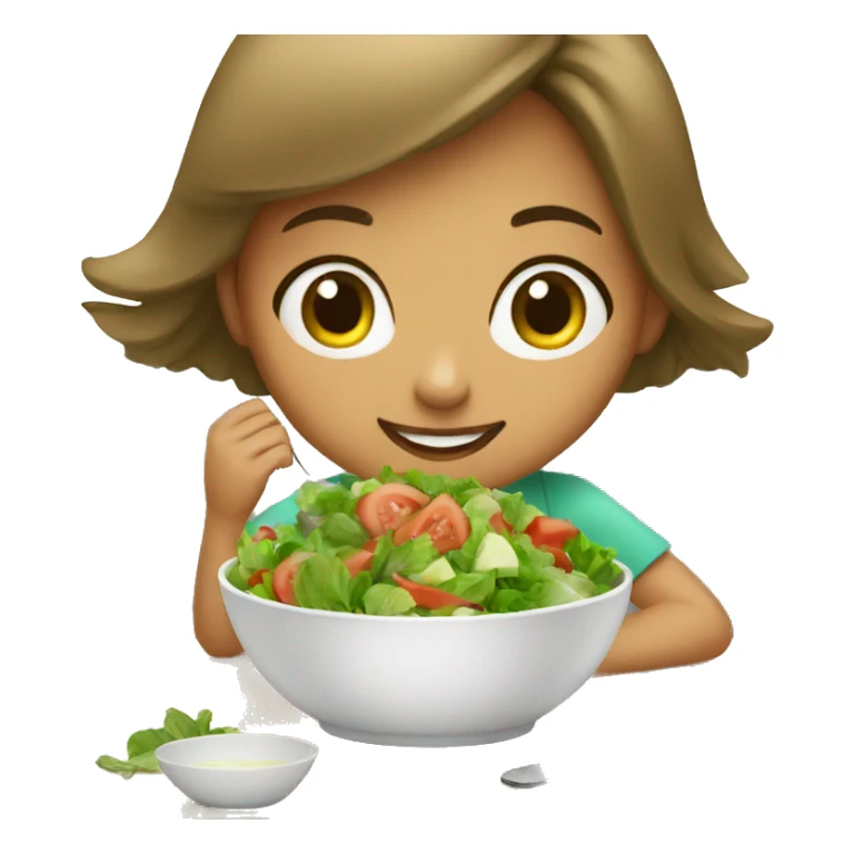 Girl eating salad on a table sticker