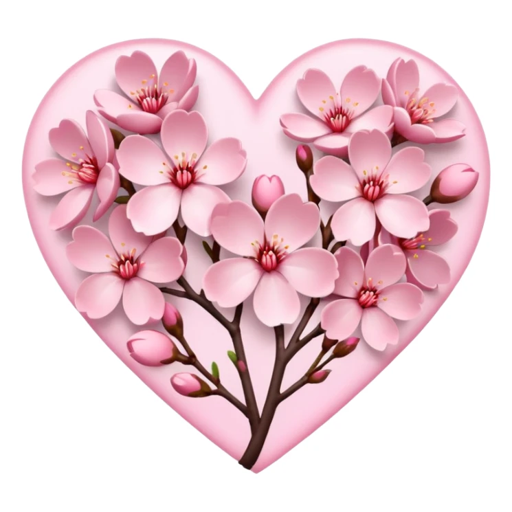Heart of sakura blossom flowers sticker