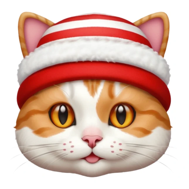 whimsical cat with a red and white striped hat sticker