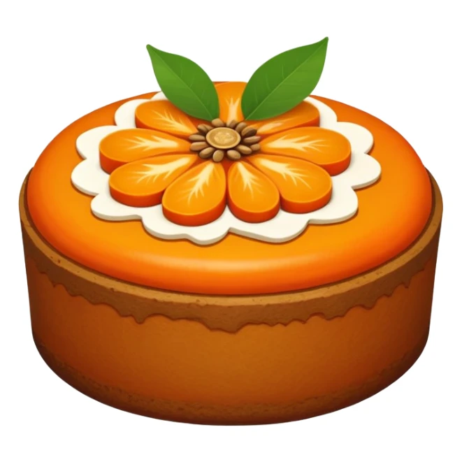 Xi'an persimmon cake orange-colored with decorative patterns, simplified emoji style with bold outlines and bright colors, cartoon style Shaanxi traditional dessert sticker