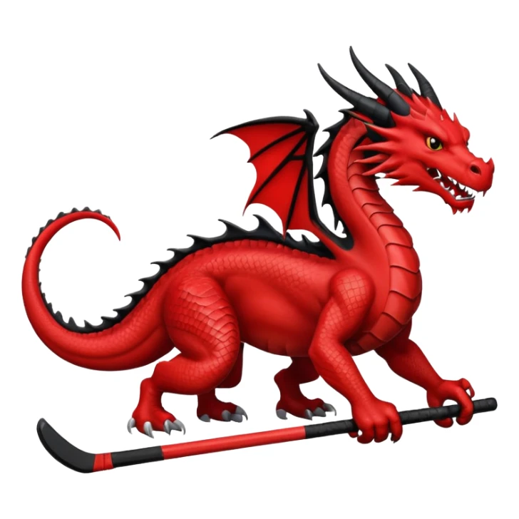 Red and black dragons hockey sticker