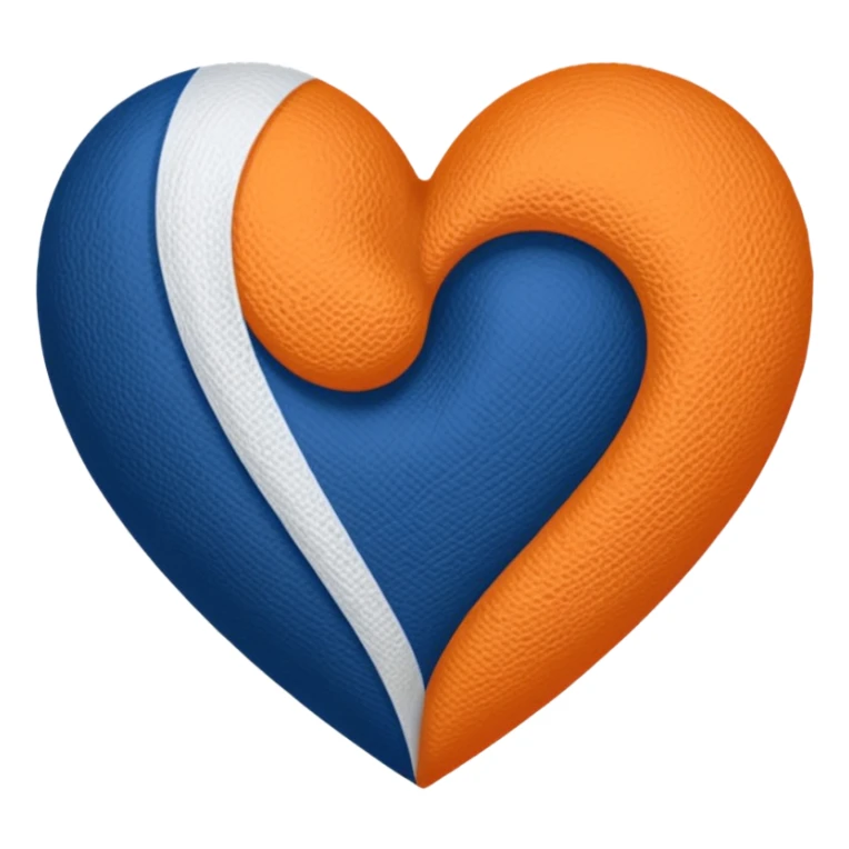 Half dark blue half orange heart split vertically, a white gauze stripe wrapping diagonally around the entire heart sticker