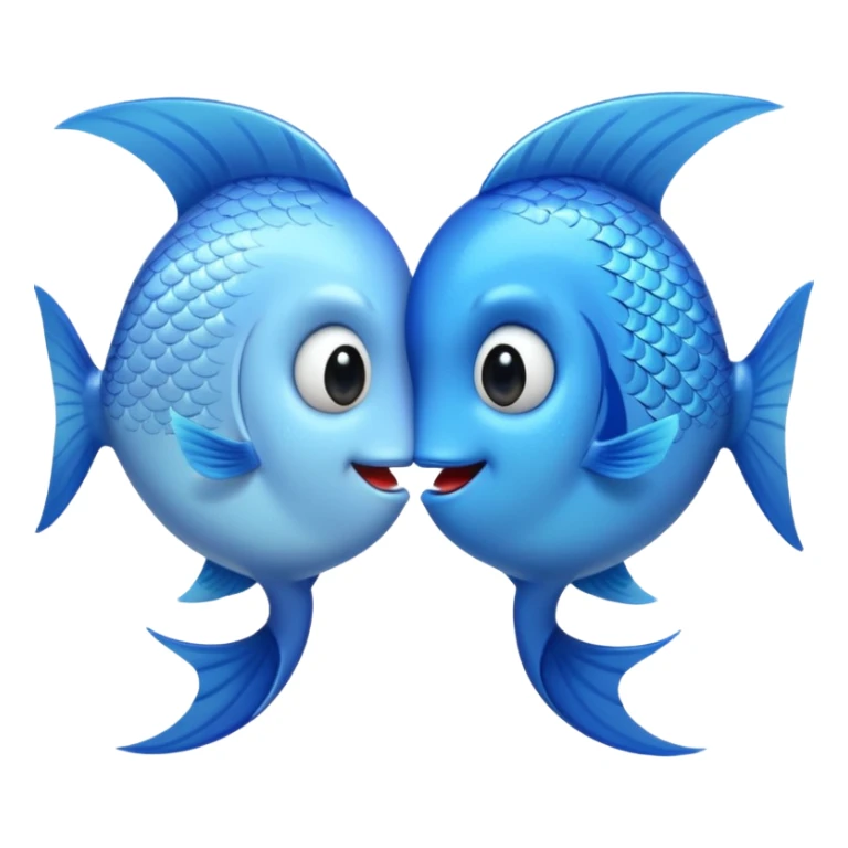 two cute pale blue fishes kissing sticker