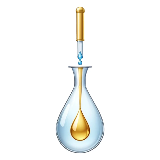 pipette positioned above a golden drop with a dollar sign inside the drop sticker
