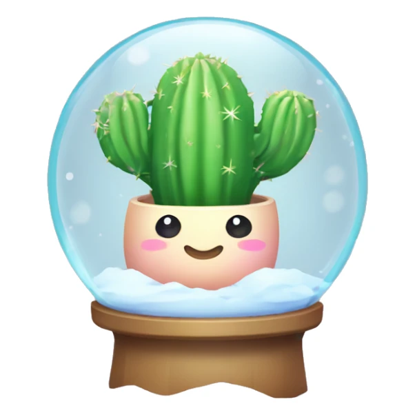 Kawaii colorful baby cactus in a snow water gnome globe sticker