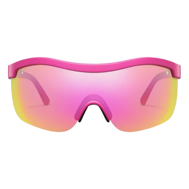 sporty pink shield visor sunglasses with thick frame, one-piece lens sticker