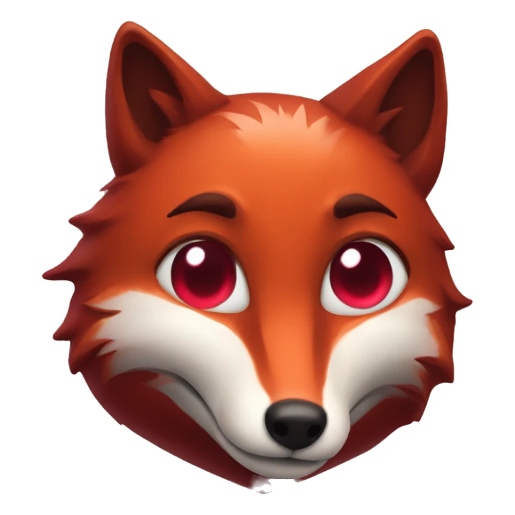 dark red fox face with tiny red heart instead of eyes sticker
