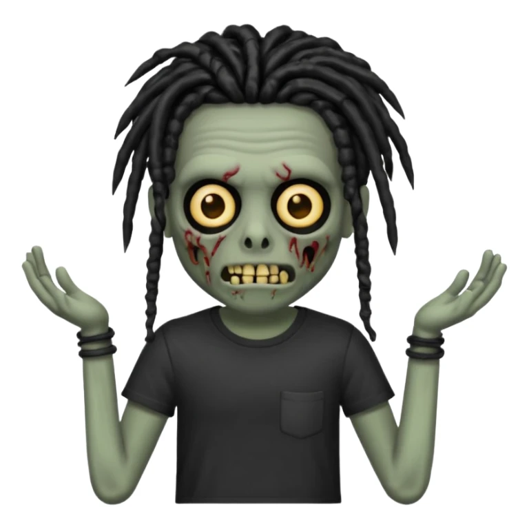 memoji iphone zombie with black dreads black tee and braces sticker