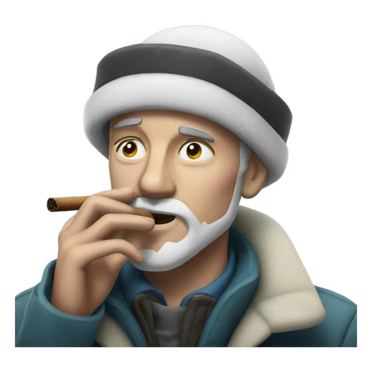 White guy smoking cigar in the snow sticker