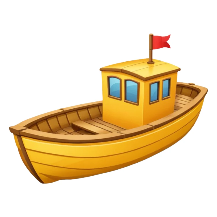 yellow boat in cartoon  sticker
