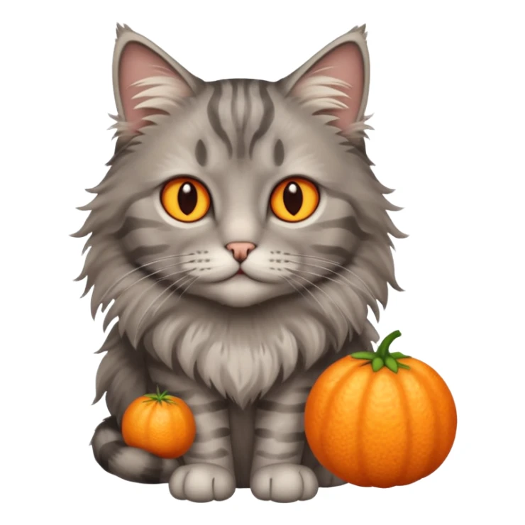 longhair grey tabby cat with orange eyes sitting sticker