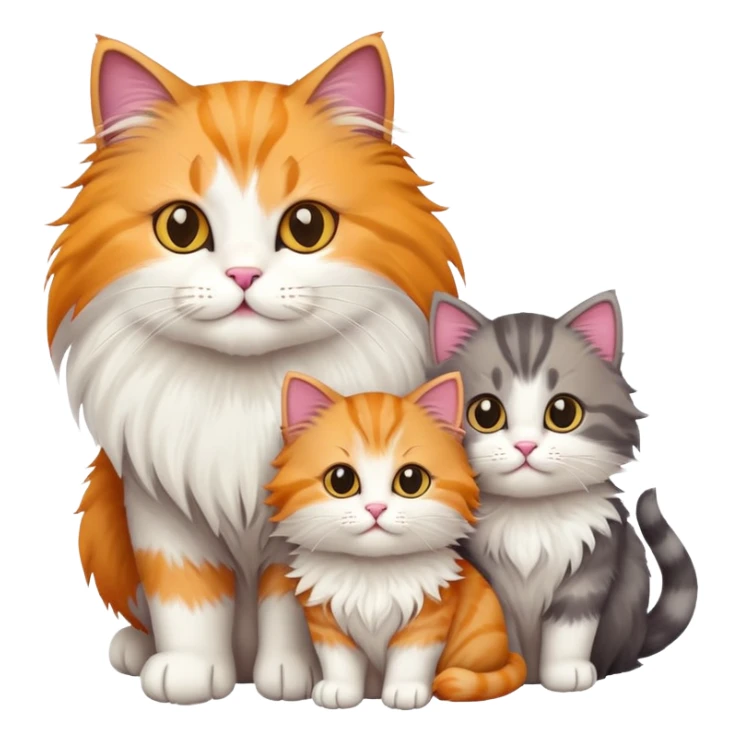 cat family with mother and kittens sticker