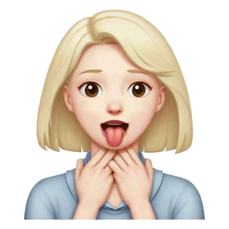 person with hands on neck crossed choking themselves with tongue out slightly happy  sticker