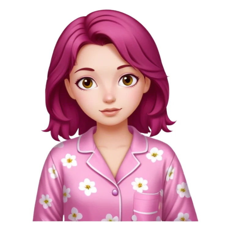 A beautiful, burgundy haired girl wearing pink pajamas sticker