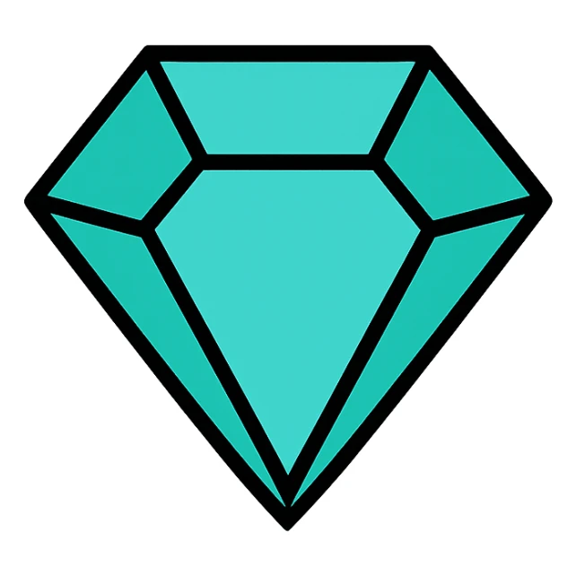 turquoise gem, flat color icon, bold and easy to identify sticker