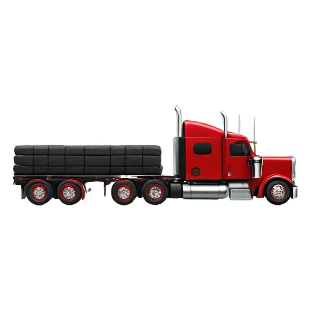 Peterbilt 389 black with red frame with flat top and slash cut exhaust stacks and dual rear tires and flat bumper sticker