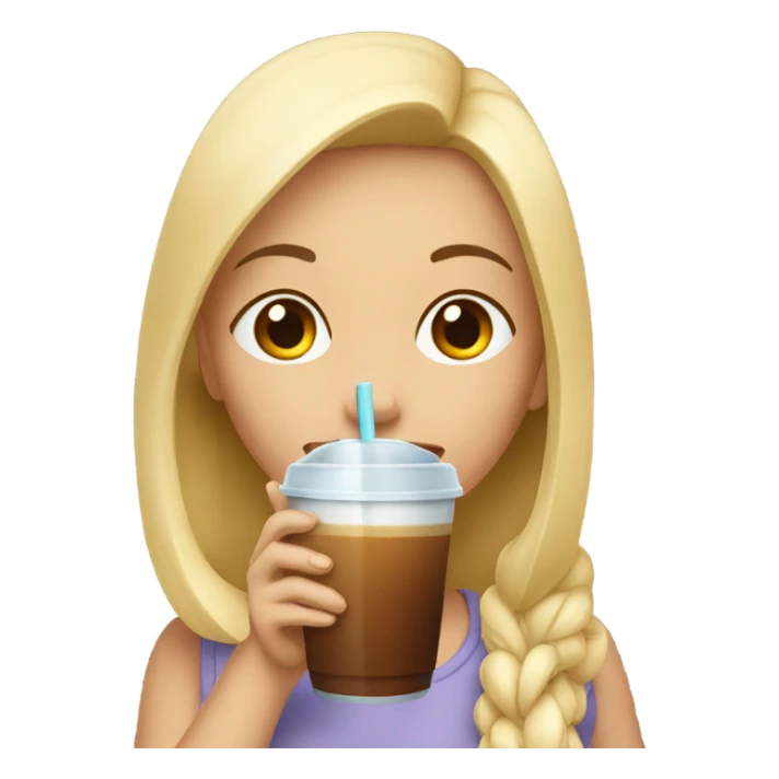 girl enjoying an iced coffee sticker