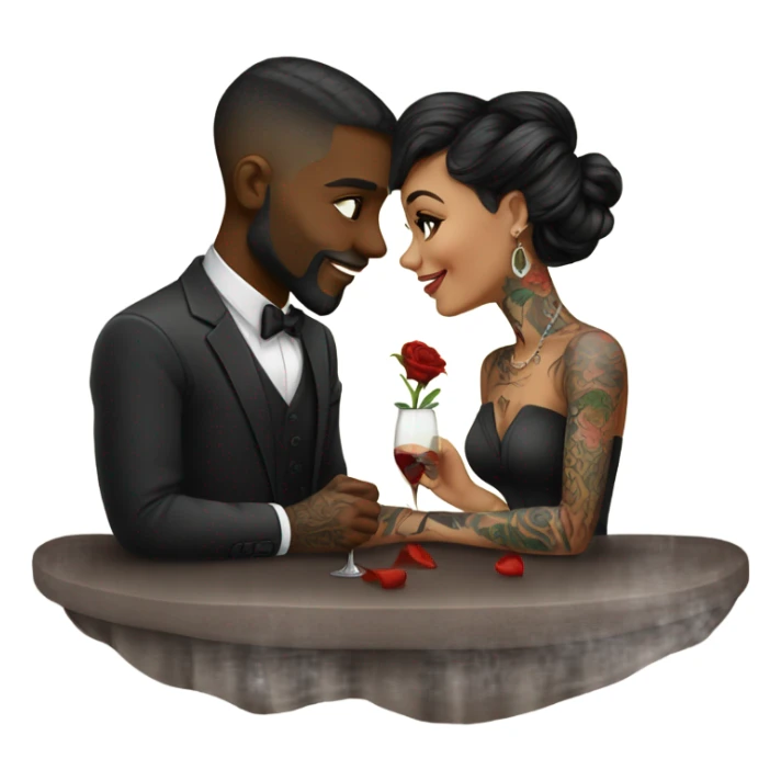 Romantic fancy date for beautiful tattooed couple sticker