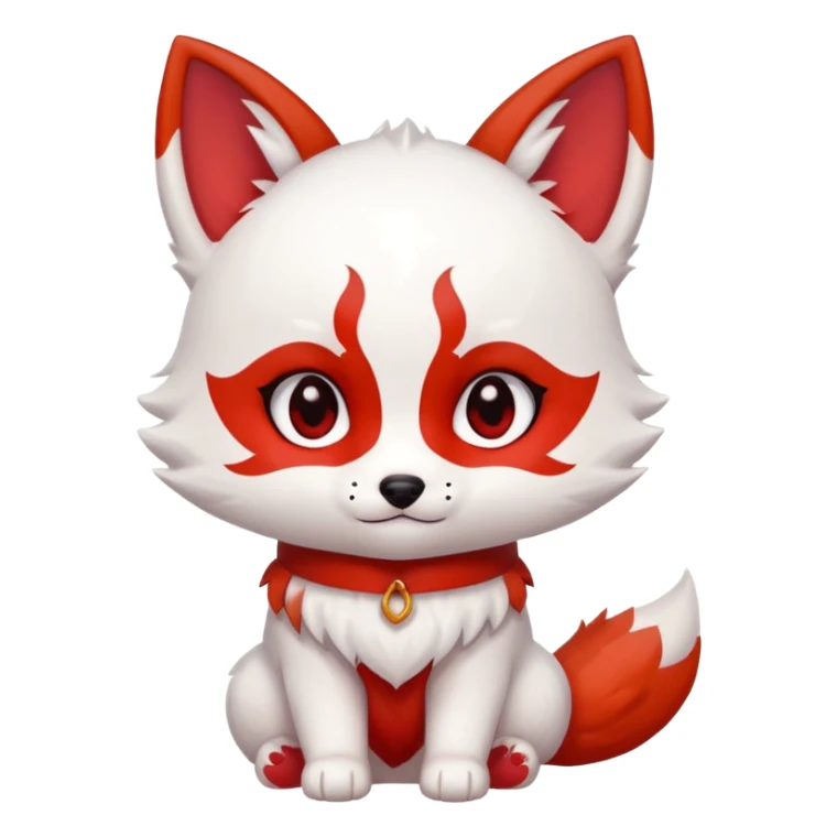 Silently judging white with red marks Chibi baby cute kitsune   sticker