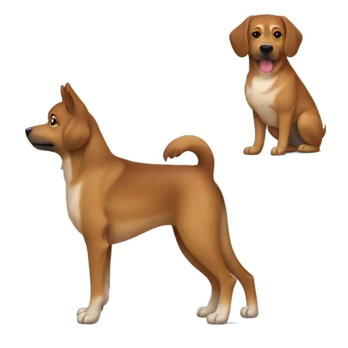 brown Eurasian dog standing. On his face and back he has dark brown spots sticker