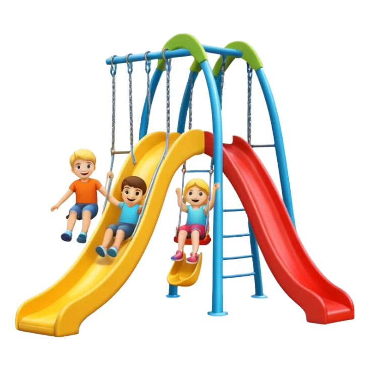 children's playground, vibrant slide and swings sticker