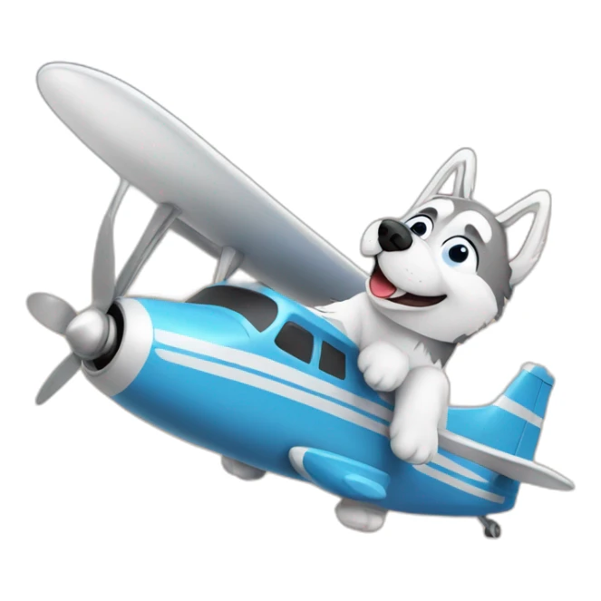 siberian Husky flying an airplane sticker