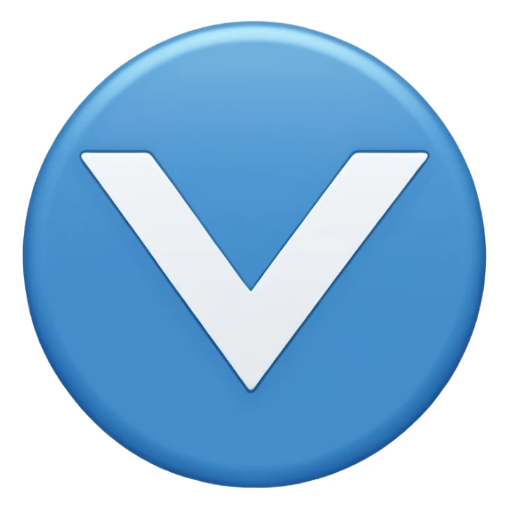 Circulo azul con una ✓ en el medio de color blanco  sticker