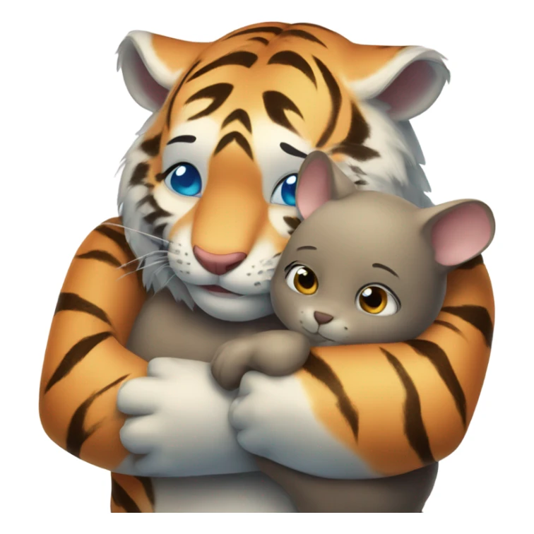 Cute tiger with blue eyes hugging a wombat sticker