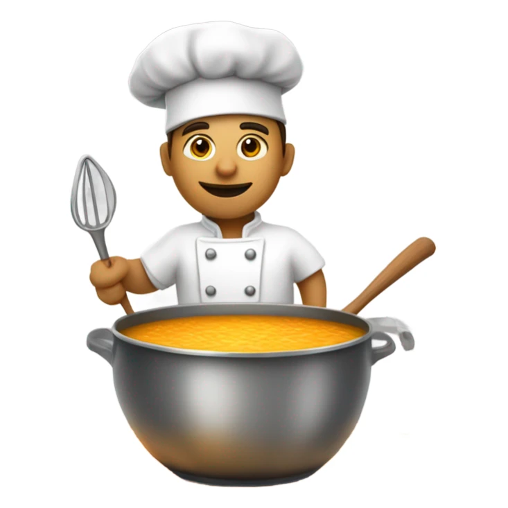 chef cooking while standing in a pot of soup sticker