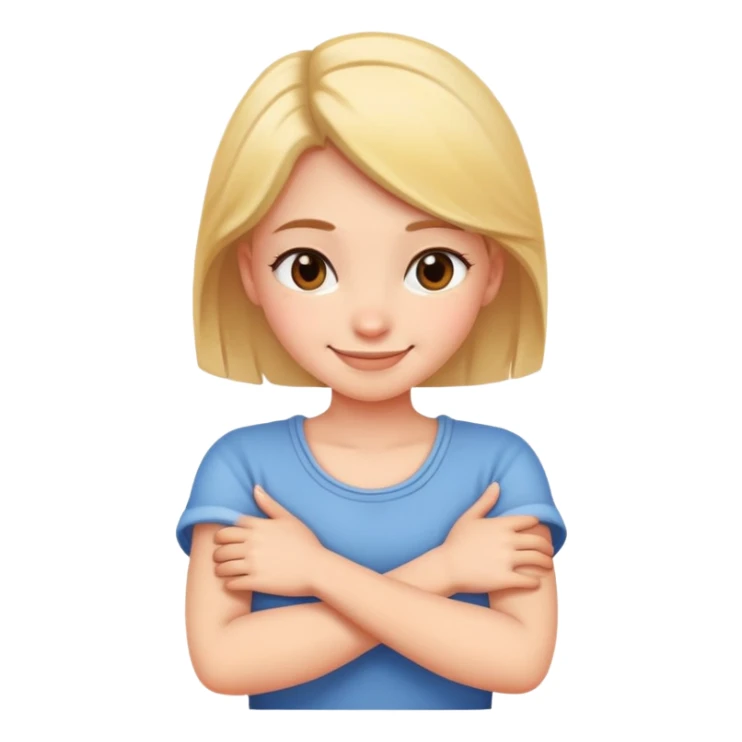 A girl smiling crossing her arms around her neck sticker