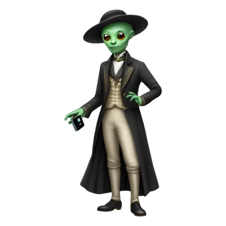 alien galora in Victorian dress elegant, full body, holding usb key sticker