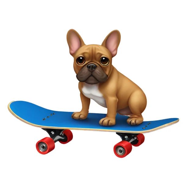A brown French bulldog on a skateboard sticker