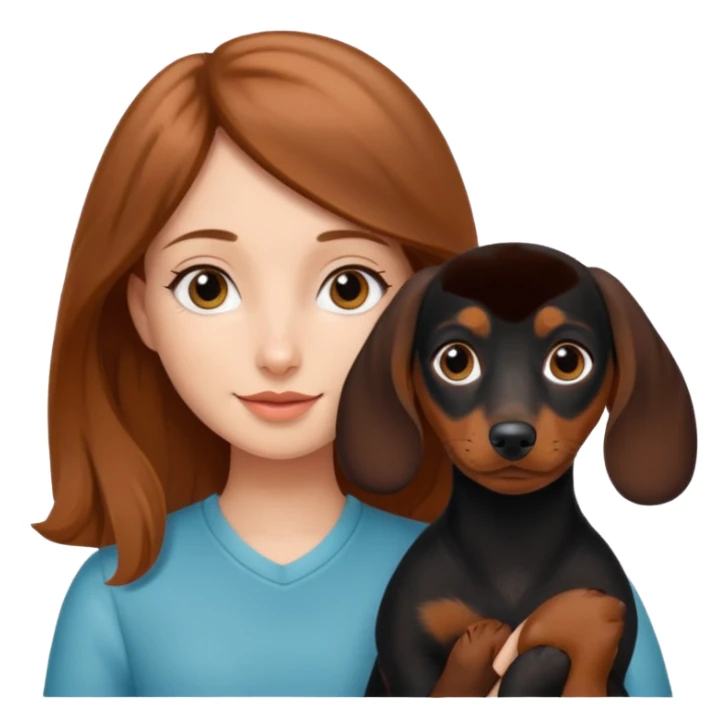 Light brown hair girl with black and tan dash hound puppy sticker