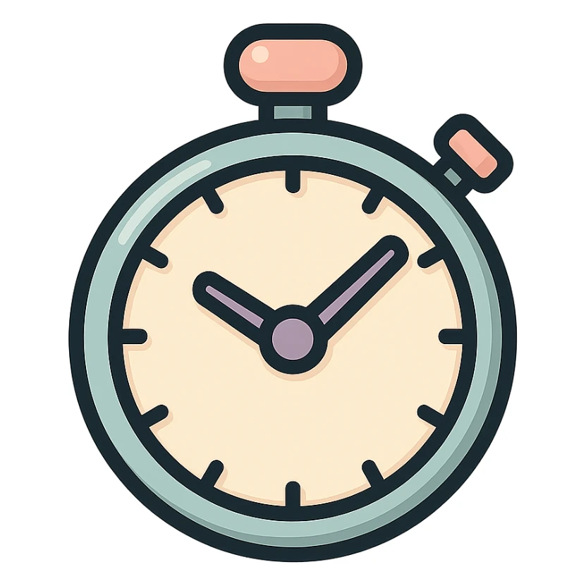 sports timer analog stopwatch icon-color-outlined style detailed shading thin clean outlines soft rounded features pastel palette #98B5BC #B5B3C1 #C9A3C9 #E4C0CA #F7DCD1 #F7C0AA Japanese pop art sticker look highly detailed vector clarity soft lighting subtle shadows transparent background sticker