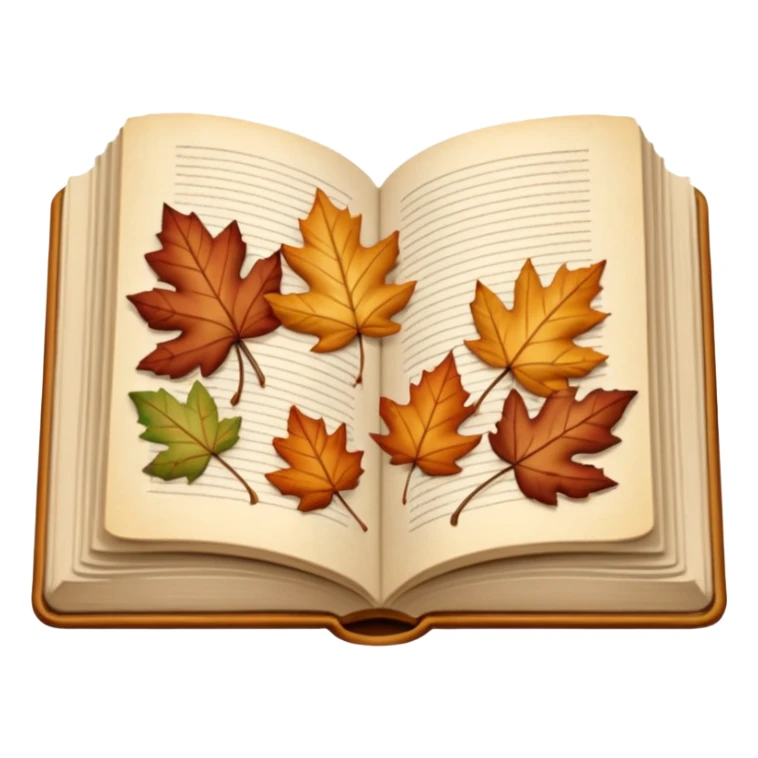 beige autumn open book with leaves on it sticker