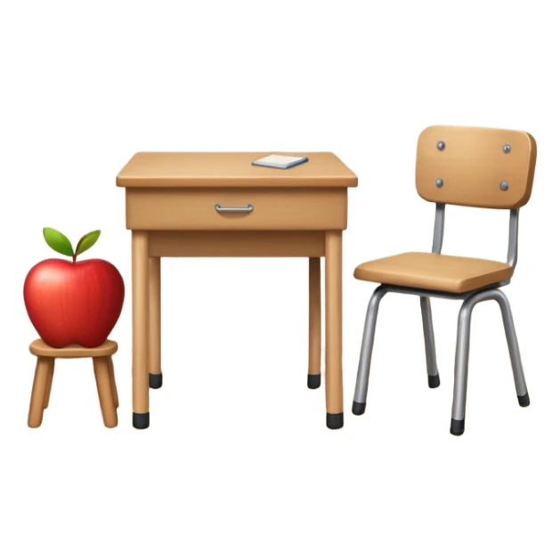 very simple classroom interior with one desk and one chair, only window visible, no apple, no blackboard, simple background sticker