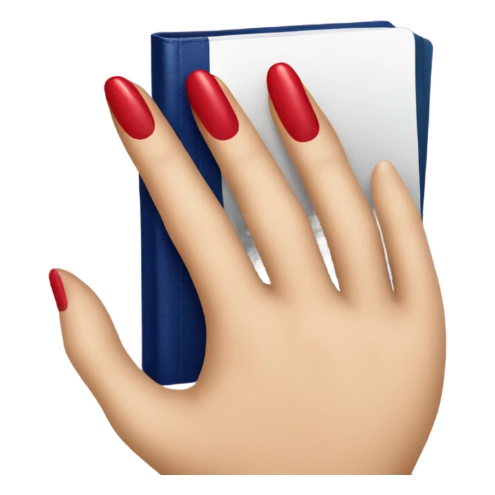 a hand with a red manicure holds a dark blue diary sticker