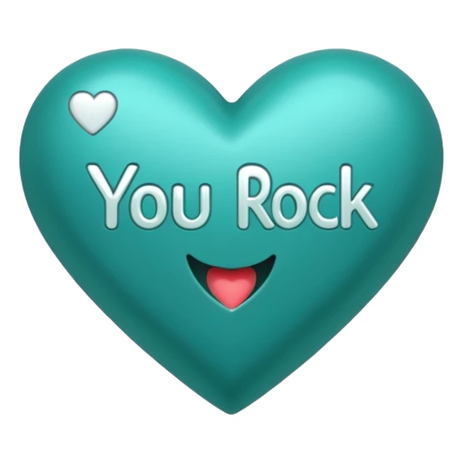 Teal heart with You Rock in italics and exclamation point wording sticker