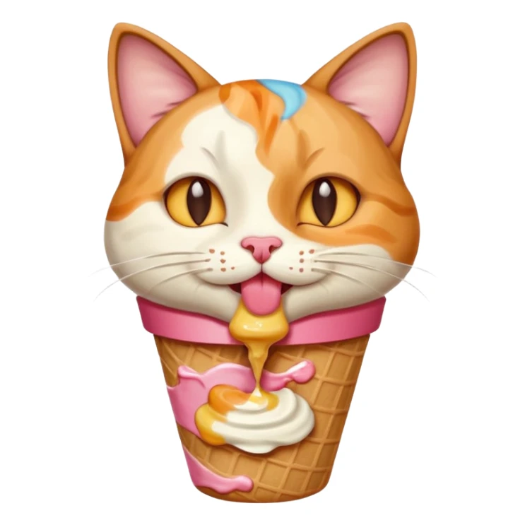A cat enjoying an ice cream, eyes closed in delight, portrait, bust up sticker