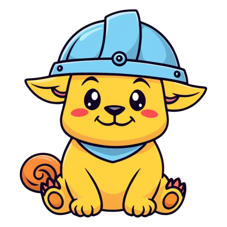 Troll emoji and puppy emoji inside a cave sticker