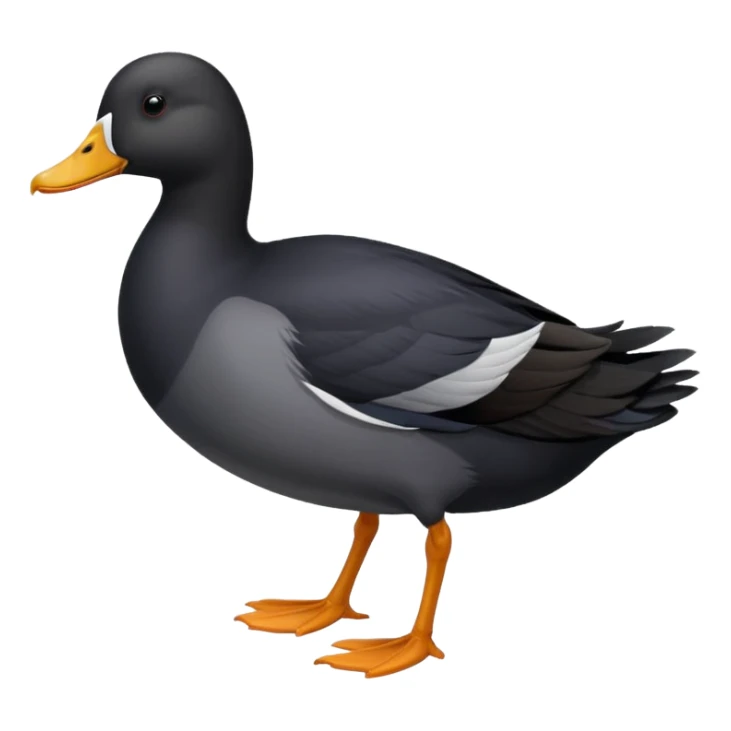 black coot bird, a duck with black feathers, white beak, and grey legs sticker