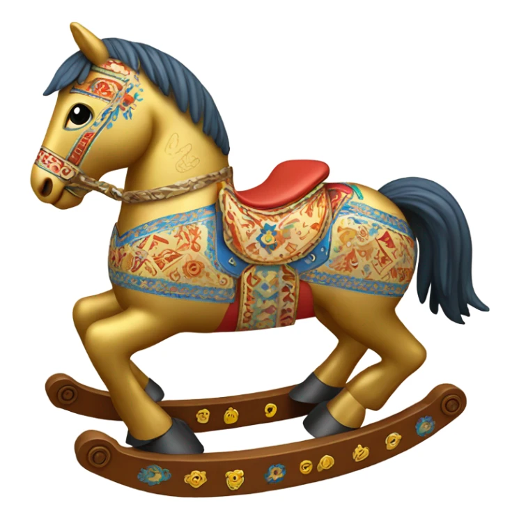 golden 2D rocking horse toy designed in Ukrainian style. sticker