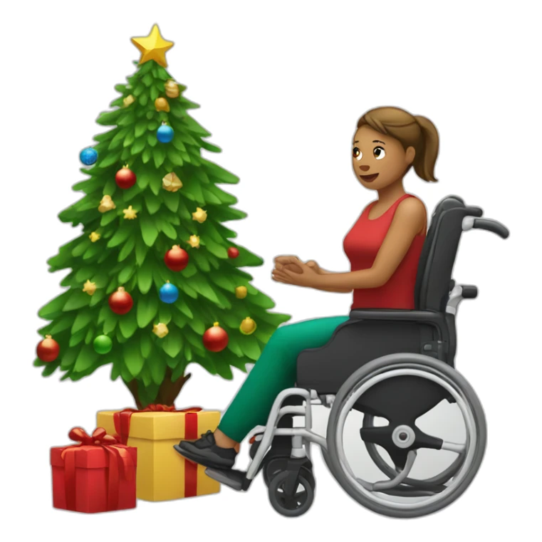 Disabled-woman-next-to-christmas-tree sticker