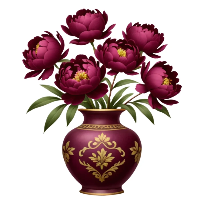 burgundy peonies in a vintage vase sticker