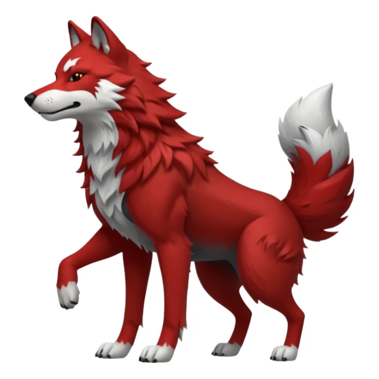 Full body red and black wolf with white accents  sticker