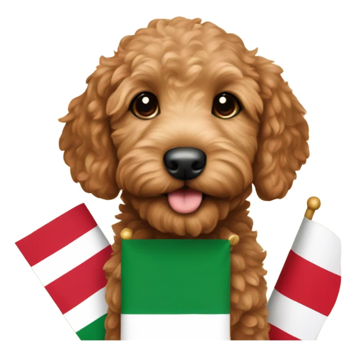 Red golden doodle puppy with an Italian flag  sticker