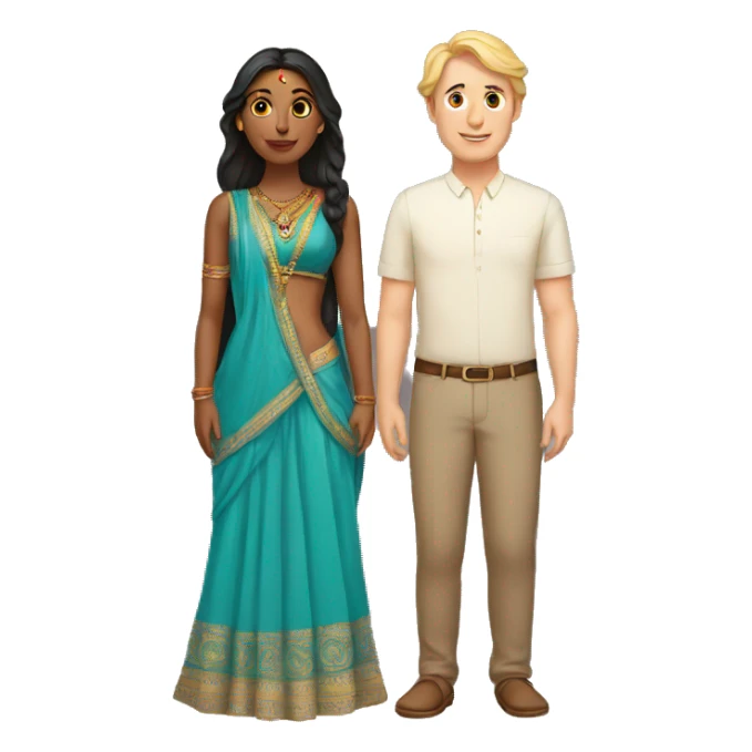Indian woman and white man as a couple sticker